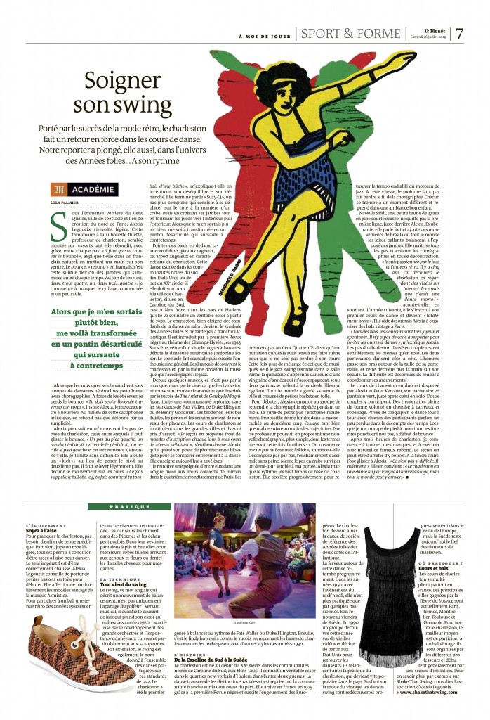 article Le Monde "Soigner Son Swing" sur le Charleston et Shake That Swing